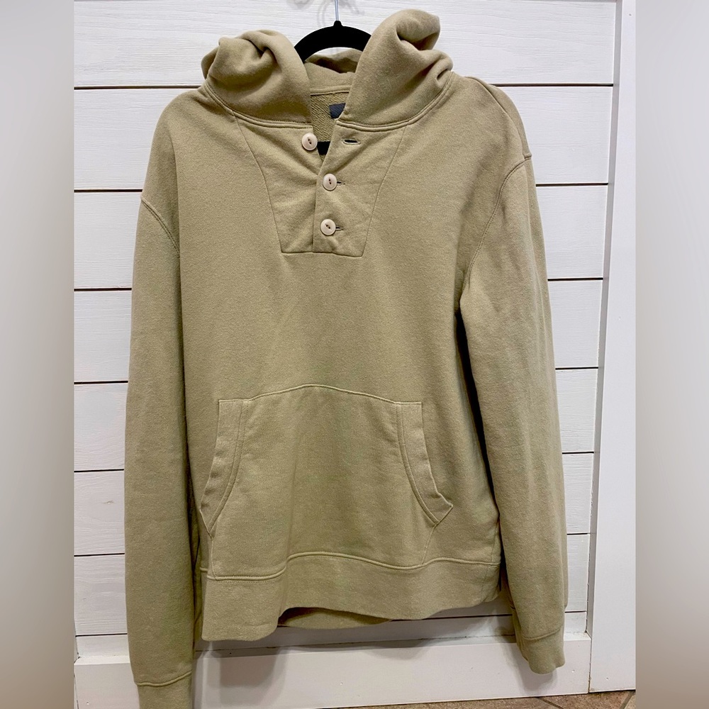 MADEWELL COTTON-HEMP TERRY HENLEY HOODIE SWEATSHIRT